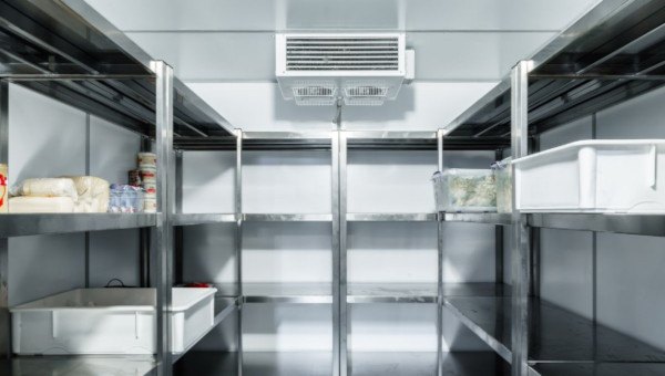 Interior of a commercial walk-in cooler